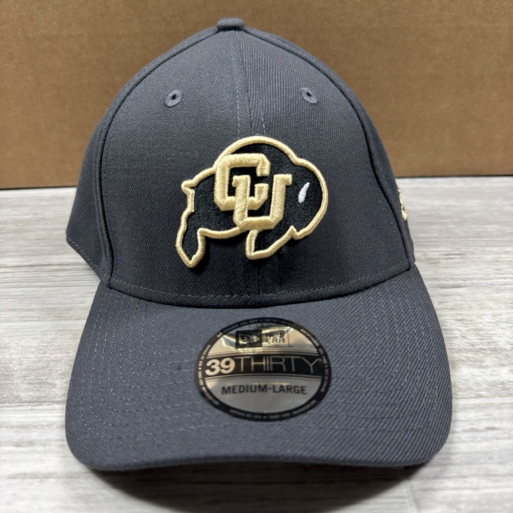 Colorado Buffaloes Hat Cap M/L Stretch Gray New Era 39THIRTY NCAA‎ Embroidered